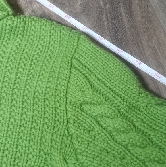 Land's End Green Chunky Knit Turtleneck Sweater Size LP 14-16 - Picture 10 of 10